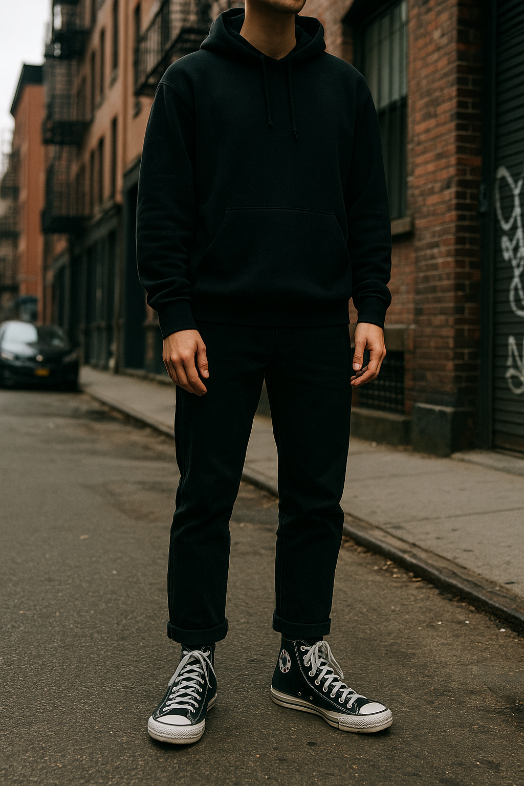 Full body outfit with Chuck Taylor high tops